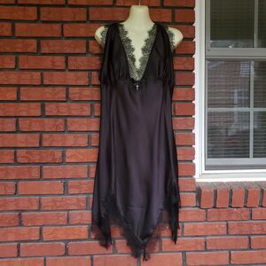 Killstar Fatal Farewell Nightdress 4XL Satin Slip Dress Black Lace Fringe Gothic